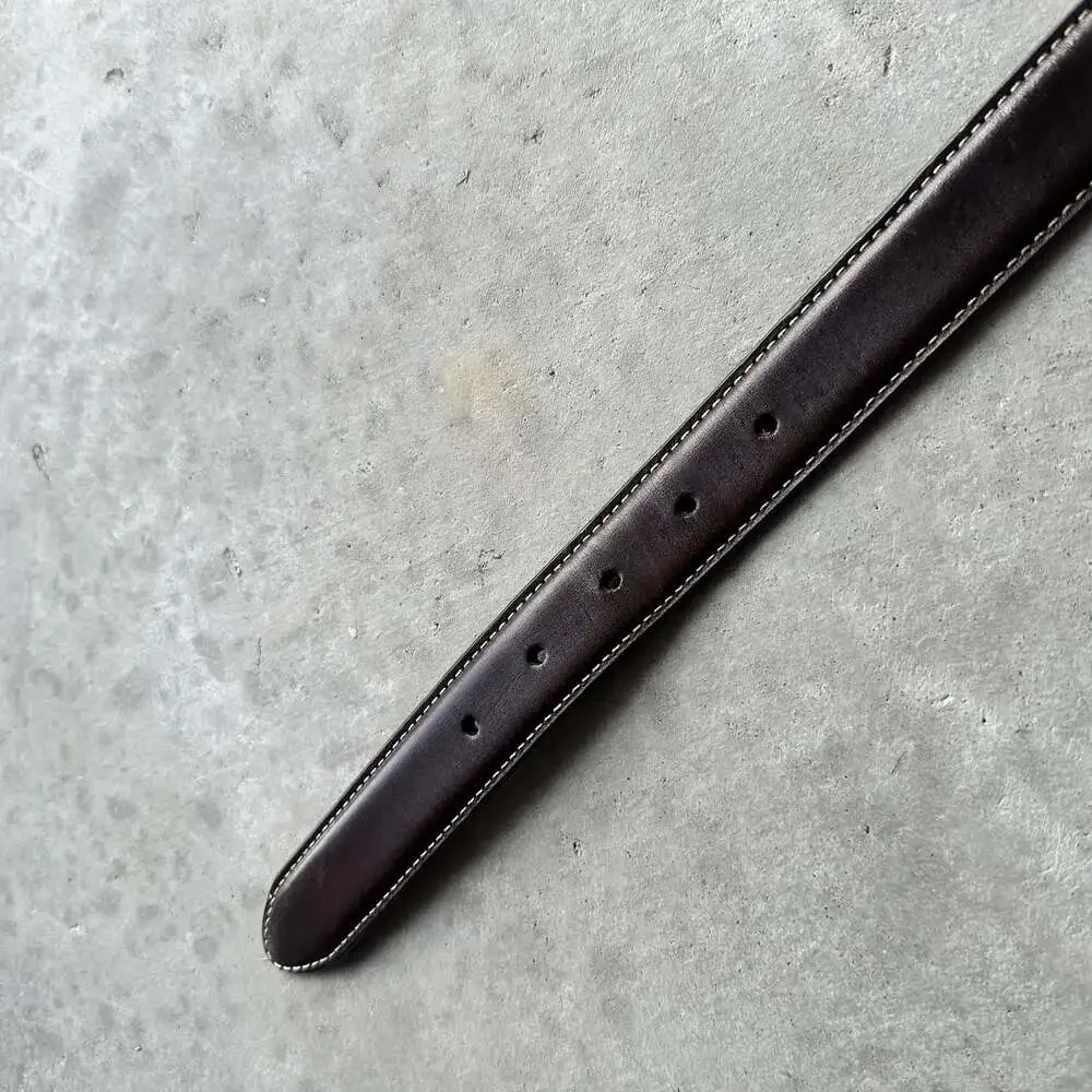 Brooks Brothers Brown Leather Belt with Contrast Stitching - Made in Italy